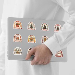 25 PACK CHRISTMAS SWEATERS 2” VINYL STICKERS RANDOM MIX BULK LOT UGLY CUTE