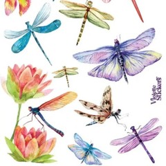 Violette Stickers Dragonflies Sticker Sheet Watercolor Insect Scrapbook Stickers