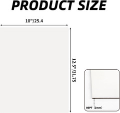 30 Sheets 10″ X 12.5″ White Chipboard with Grey Core, 80 PT (2Mm) Thick Board f