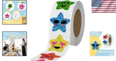 Self-Adhesive Smiley Face Star Stickers – Perfect for Kids’ Celebrations