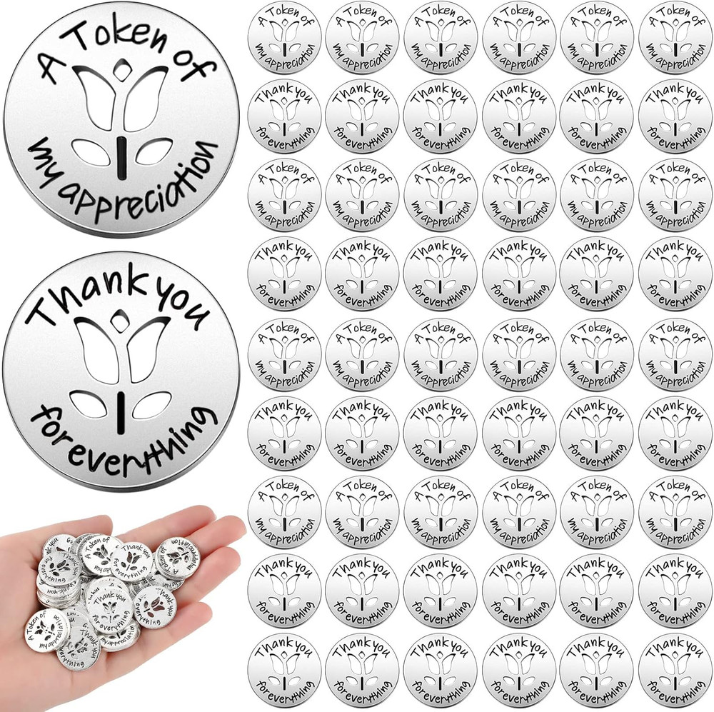 100 Pcs Token of Appreciation Metal Coins Bulk 0.79 Inch Thank You Kindness Coin