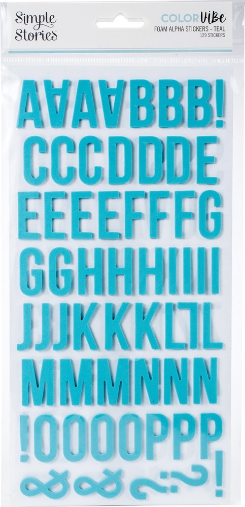 Simple Stories Color Vibe Foam Alpha Stickers 6X12 129/Pkg Teal