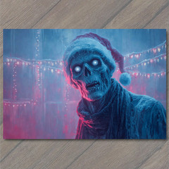 STICKER Zombie Santa Blue Glow Creepy Christmas Lights Undead Holiday Horror F