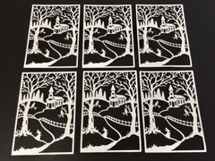 Christmas Die Cuts * Church Scene* Set of 6 * Black or White Cardstock