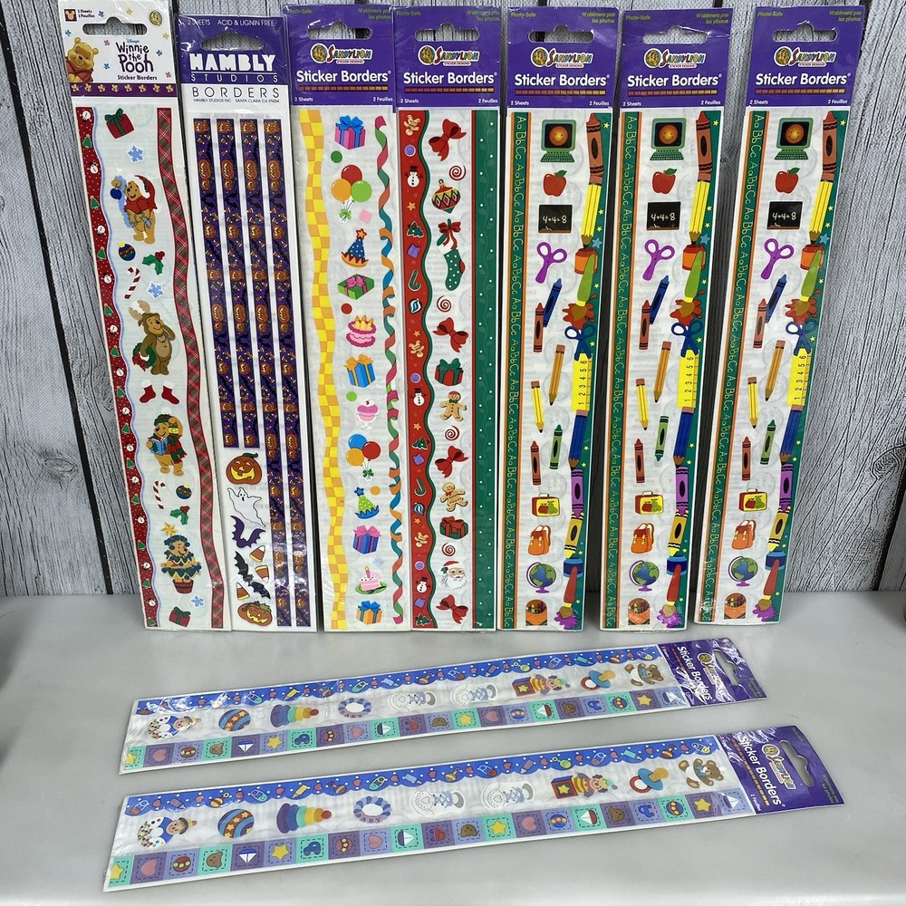 9 pkg Sticker Borders Christmas Winnie The Pooh Halloween Baby School Party