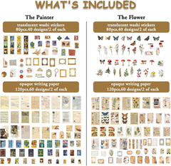Scrapbook Supplies Pack (400 Pieces) for Art Journaling Bullet Junk Journal Supp