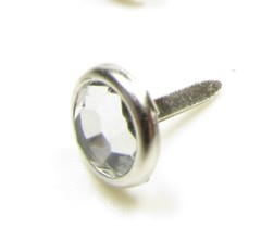 100 PCS Round Clear Crystal Brads 10mm Silver For Crafts And Scrapbooking