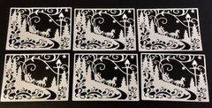 Christmas Die Cuts * Winter Sleigh Ride Scene * Set of 6 * Black or White