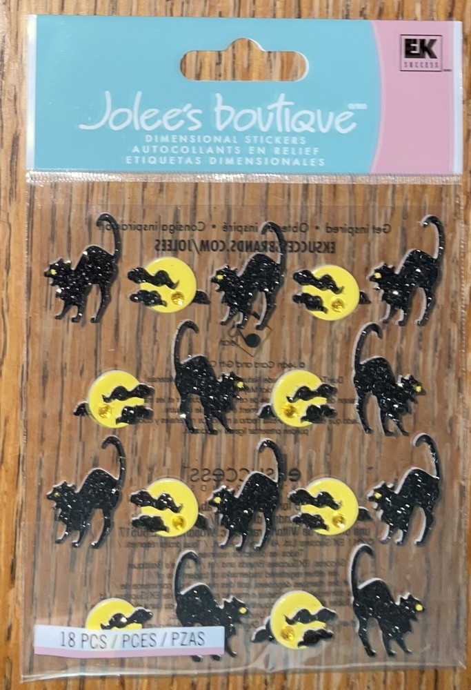 Jolees Black Bats & Cats Repeats Gems Halloween Full Moon Witch Stickers Holiday