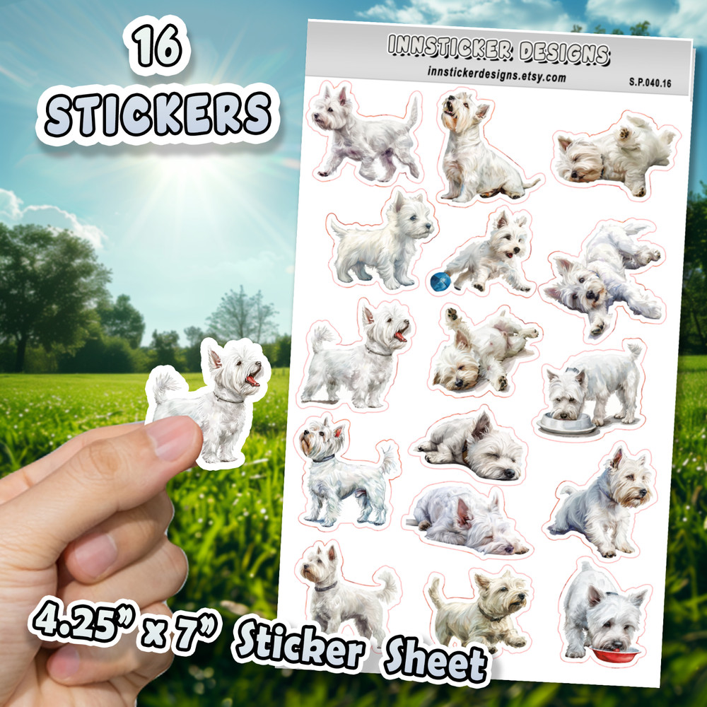 West Highland White Terrier Dog Stickers, Scrapbooks, Planners, Glossy, Matte