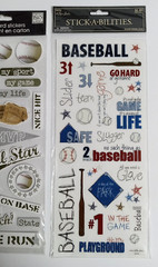 Scrapbooking Sticker Lot of 2 Packages Baseball Words Bat Ball Dimensional
