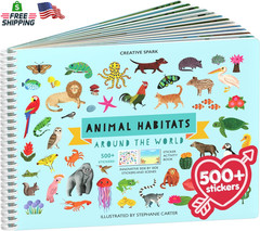 Animal Sticker Book Activity for Kids with 500+ Habitat Stickers, Toddler Airpla