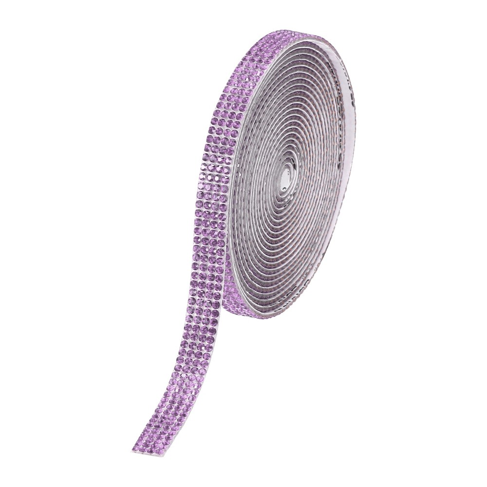 0.35 Inch Self Adhesive Rhinestone Strips 3 Yard for Crafts,Violet