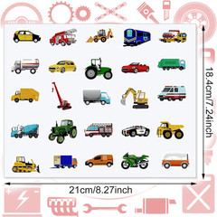 500 Pcs Cars and Truck Stickers for Kids Construction Vehicle Stickers for Toddl