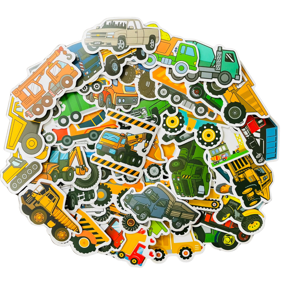 50 Cute Toddler Kid Stickers/Construction Farm Pickup Trucks For Kids Stickers