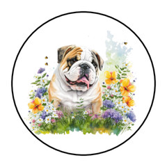 30 WATERCOLOR ENGLISH BULLDOG STICKERS ENVELOPE SEALS LABELS 1.5″ ROUND FLORAL