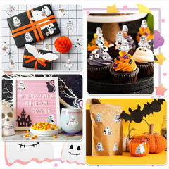 1000 Pcs Halloween Ghost Stickers Self-Adhesive Decals for Party Decor, 2 Rolls
