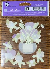 Very RARE Jolees Pansies Purple White In Vase Flowers Wedding Scrapbook Stickers