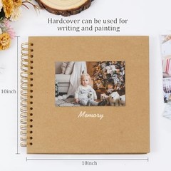RECUTMS 10×10 DIY Scrapbook Album 60 Pages Hardcover Kraft Paper Photo Memory Bo