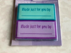 JOANN SCRAP ESSENTIALS CLOTH ADHESIVE LABELS ‘MADE JUST FOR YOU’ BLUE/PURP 12PCS