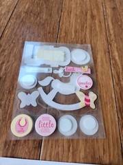 Vintage Lot Scrapbook Stickers Baby Girl Mixed Various Baby Theme Partials #4