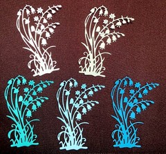 5 BLUEBELL FLOWERS cardstock paper die cut embellishments