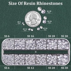 12-Sized Clear Flatback Resin Rhinestones With B7000 Glue for Crafts & Makeup