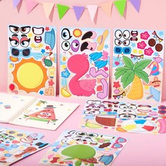 36 Pcs 9″x6″ Summer Make a face Stickers for Kids, Make Your Own Hawaii Pool …