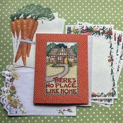 Vintage Blank Home Notecard & Garden Party Carrots Veggie Stationery Note Paper