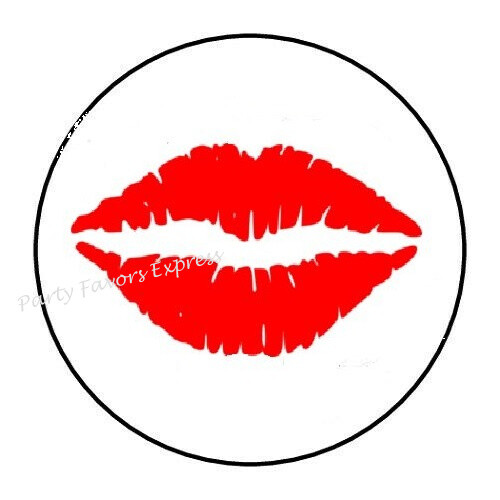 RED LIPS SEALED WITH A KISS ENVELOPE SEALS LABELS STICKERS PARTY FAVORS