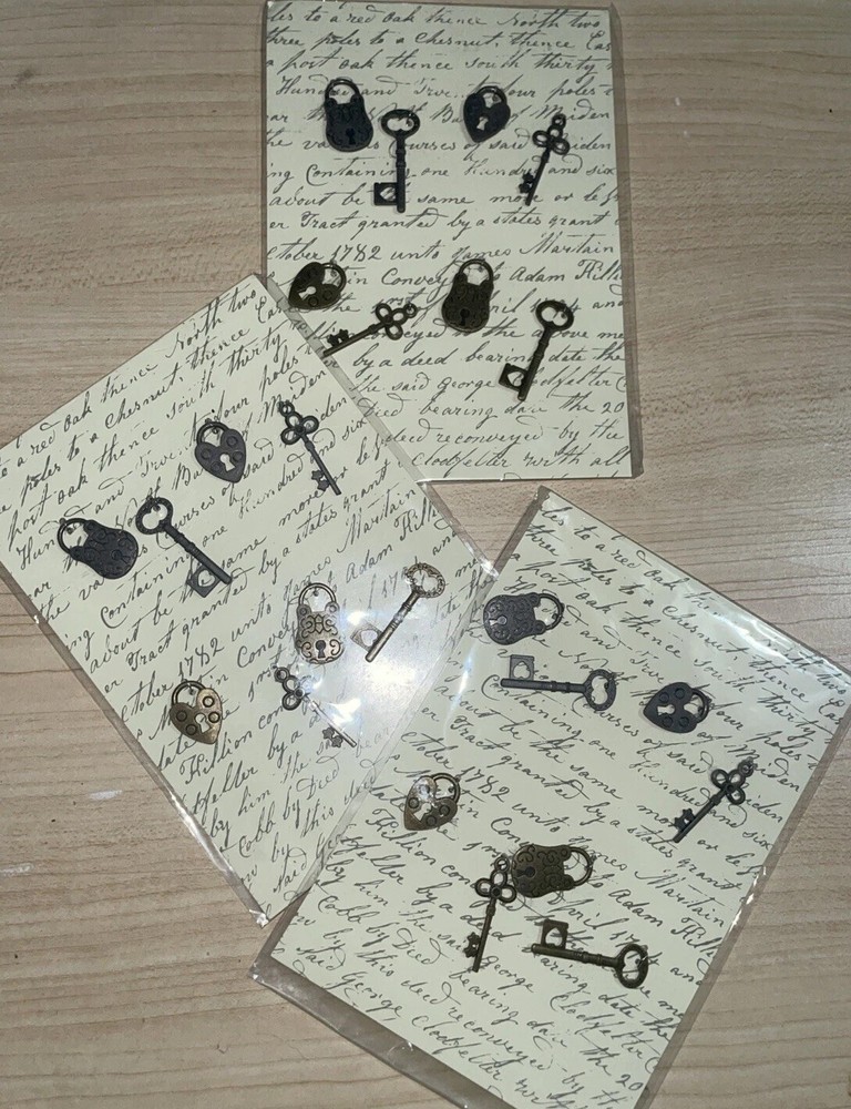 Michaels- 3 Packs Metal Icons Scrapbook Lock & Key Love Crafting Embellishments