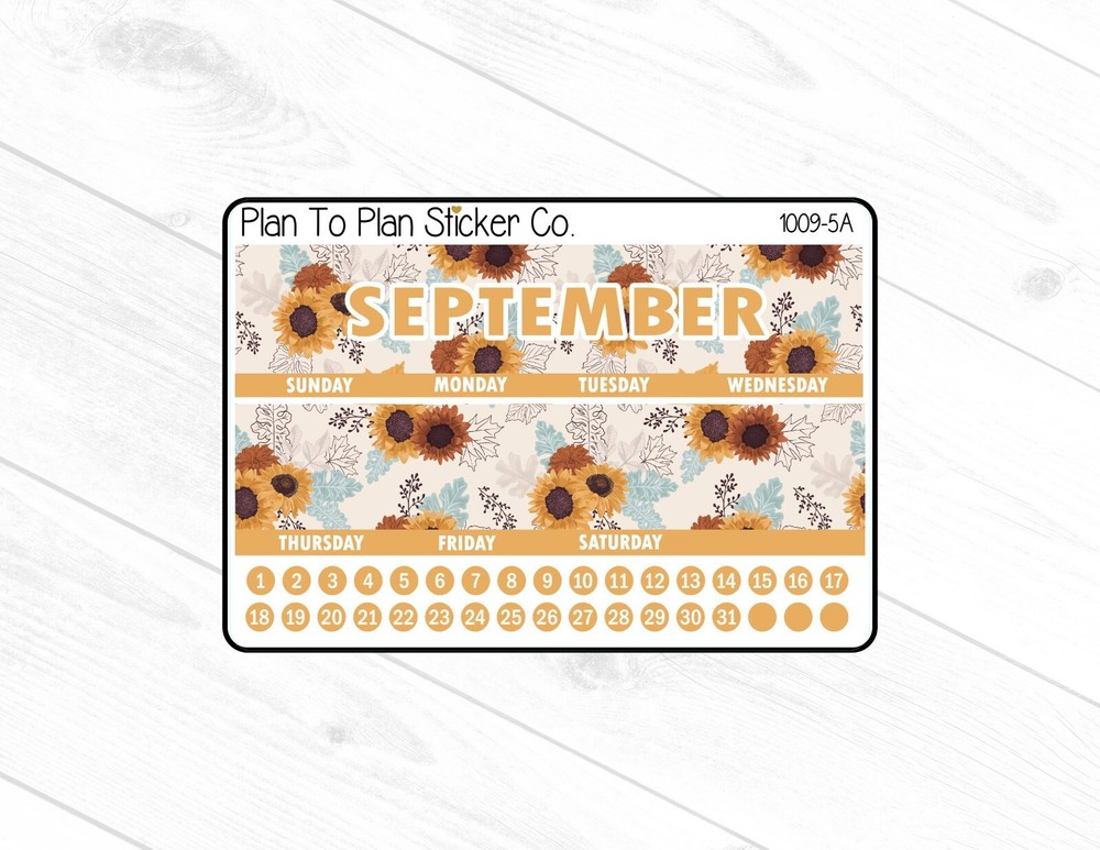 1009-5A~~September 7X9 Monthly View Planner Stickers.