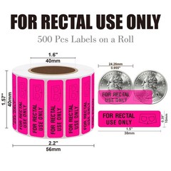 Rectal Use Only Stickers 1.5 x 0.375 Fluorescent Red 500 Labels Roll Permanent A