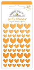 Doodlebug Self-Adhesive Stickers Puffy Heart Shapes 3 Sizes Orange Tangerine