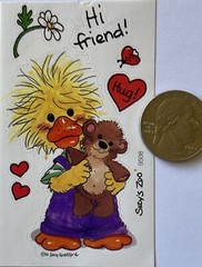HI FRIEND CHICK Stickers(7pc) 2″x3.5″Suzy’s Zoo•Card Making •Flowers•Animal•Hug