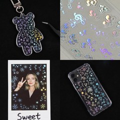 24 Sheets Holographic Korean Deco Stickers Glitter Star Moon Scrapbook