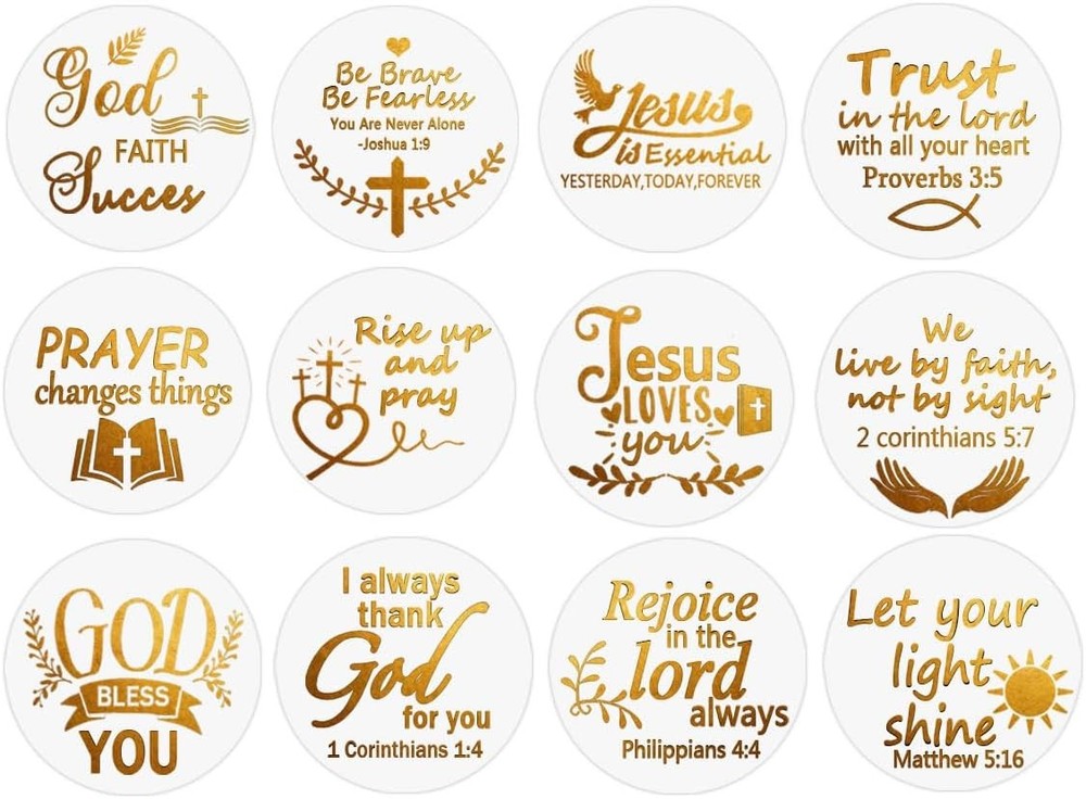 Jesus Faith Gold Foil Stickers,Bible Quote Gold Foil Stickers, Gift Labels 1.5 i