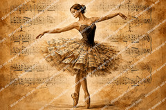 USA Veteran Made Vintage Ballerina Vinyl Print Set of 4 Sheet Music Ballet Wall