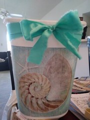 ocean teal seashells Decorative Trash Can 11 inch Bathroom Laundry waste basket