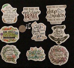 Scrapbook Stickers – Water Bottle Lot of 9 Scripture Religious Stickers. New