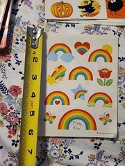 Vintage 1982 Hallmark Stickers Sheet Rainbows Butterfy Flowers Hearts Stars RARE