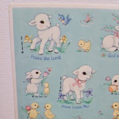 Hallmark Vintage 1985 Stickers 1 Sheet Easter Religious Cute Animals Jesus Faith