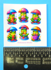 Rainbow Umbrella Frogs Mini Sticker Sheet