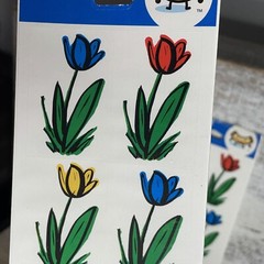 Lot of 2 Hallmark Stickeroni Colorful Tulip Flowers 1 Sheet, 12 Counts Total New