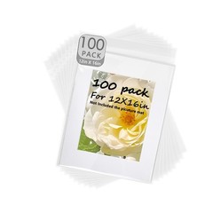 100 Pack 12 2/5×16 5/9 Inch AcidFree Clear Storage Sleeves Bags For 12×16 Mats