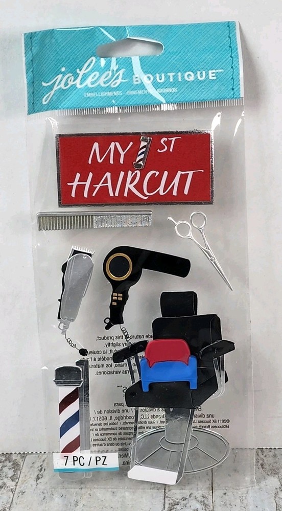 Jolee’s Boutique My 1st First Hair Cut Barber Chair Baby Boy Girl Scrapbook