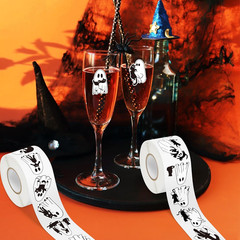 1000 Halloween Ghost Holding Cat Sticker Rolls (2 Rolls), 16 Designs Decals