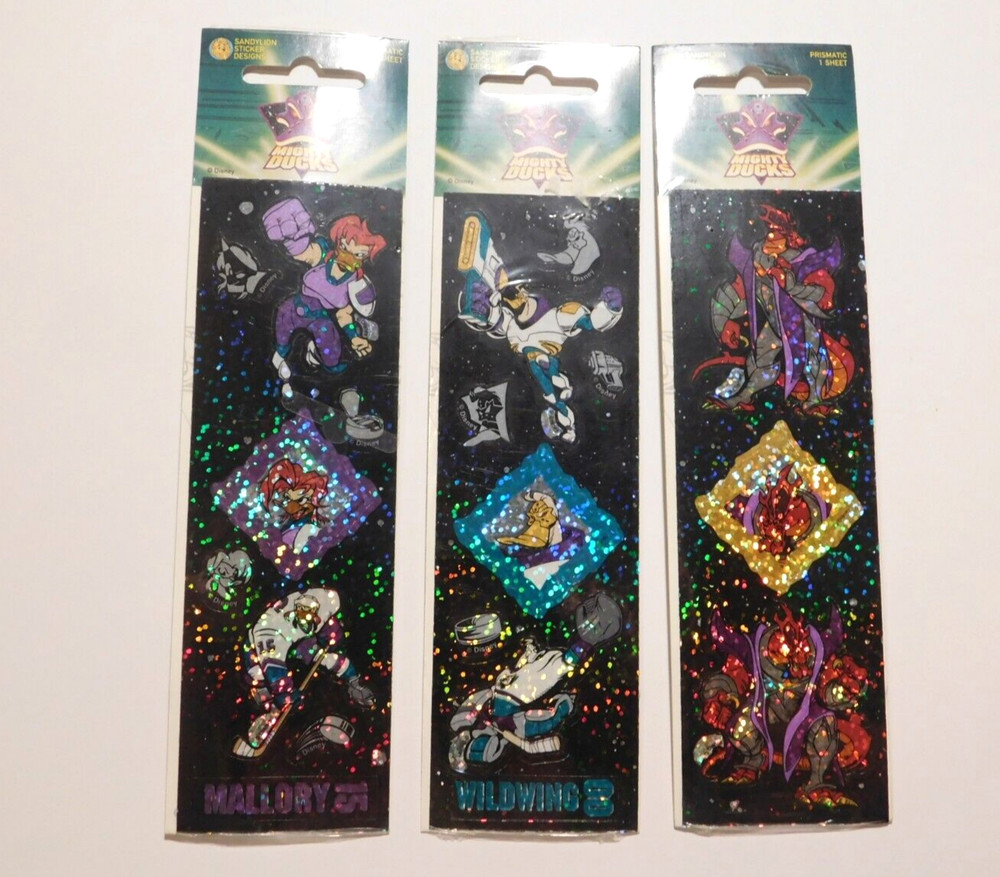 SandyLion Stickers Lot of 3 Strips NIP (1 strip/pack)~ Prismatic Mighty Ducks~