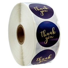 Navy Gold Foil Thank You Stickers – 1000 Round Gratitude Labels for Weddings, Gi