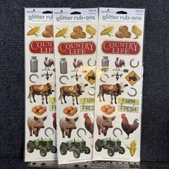 3 PAPER HOUSE PRODUCTIONS Glitter Rub-Ons COUNTRY LIFE farm Fresh Rubgl-2500 New